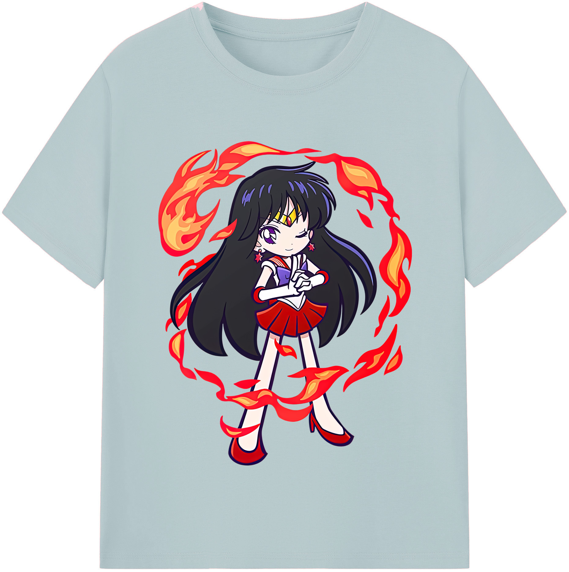 （画像用） 美少女戦士セーラームーン 火野レイ ひの レイ Sailor Moon Hino Rei （セーラーマーズ,Sailor Mars） 綿100％半袖Tシャツ（フロントプリント）